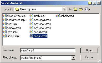 Uploading MP3 Files to MusicTel-Net Device Uploaded MP3 file should correspond to the following parameters: Mode Mono Bandwidth 22KHz.