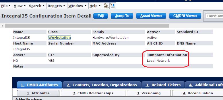 Jump to Configuration Item Support staff can leverage BeyondTrust Jump Technology to access a configuration item associated with a ticket directly from the Service Desk ticket.