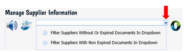 You can also filter to find suppliers with or without non-expired documents. To do this click the dropdown as per image below and select the type(s) of documents to filter for.