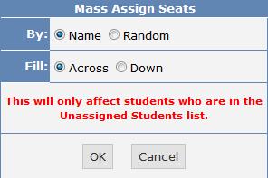 The Attendance by Photo page has a Mass Assign Seats option when assigning seats to students.