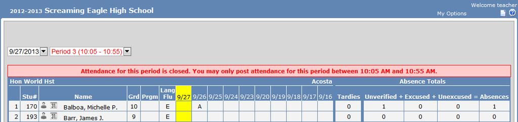 Certain attendance rules can be applied by the district. They can include restricting the times that teachers are able to post attendance.