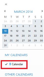 6.2 To Share Calendar 1. Click Calendar view 2. From the left hand side panel, select a calendar which you want to share, if there is more than one calendar. 3.