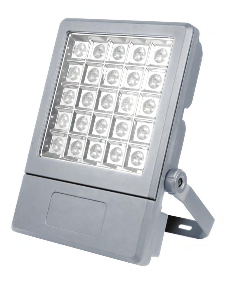 Control Gear: Electronic - integrated LED driver Housing: Die-cast aluminium Finish: Grey, RAL9007 Protection: IP65 and IK08 FloodLED is a versatile range of LED-based floodlights suited