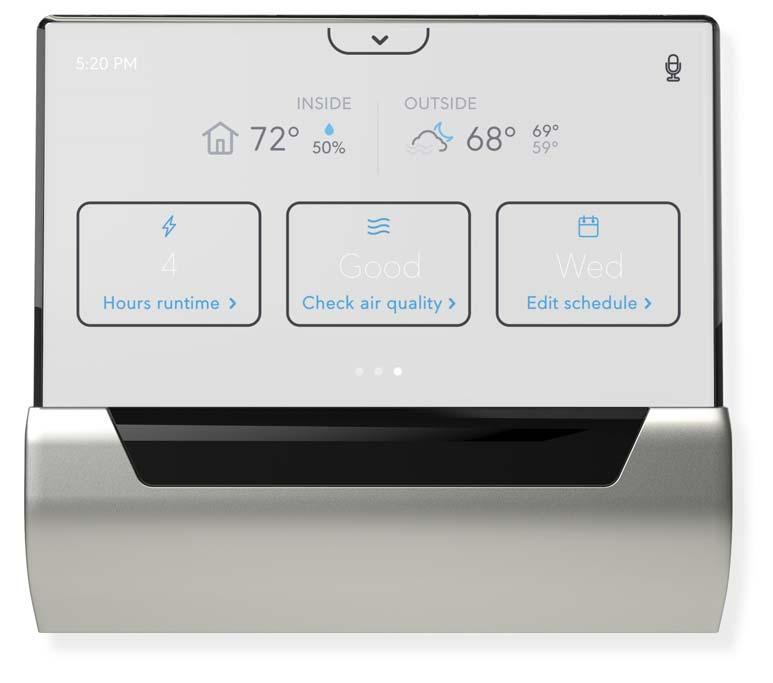 Quick View The quick view gives you easy access to some of the most frequently used features, like scheduling, air quality, and energy savings.