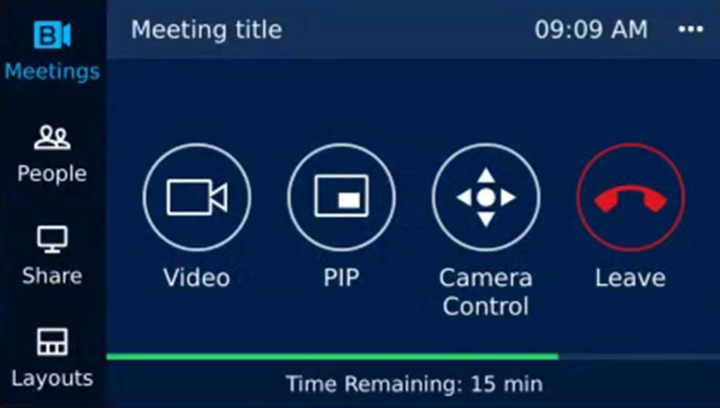 TESTING YOUR ROOM IN-MEETING CONTROLS Once you ve joined a meeting, the DCP s touchscreen will change over to the available In-Meeting Controls.