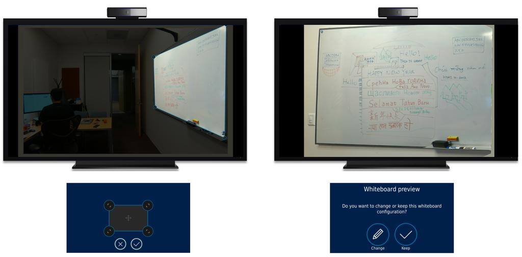 Use the arrows to move and match each corner of the Whiteboard Frame with your in-room whiteboard.