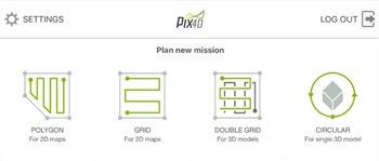 Pix4Dcapture features include: Circular Mission for point-of-interest 3D model reconstructions Polygon and Grid Mission for general mapping (1) Double Grid