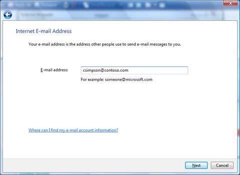In the Set up e-mail servers window, enter the e-mail server information as shown below.
