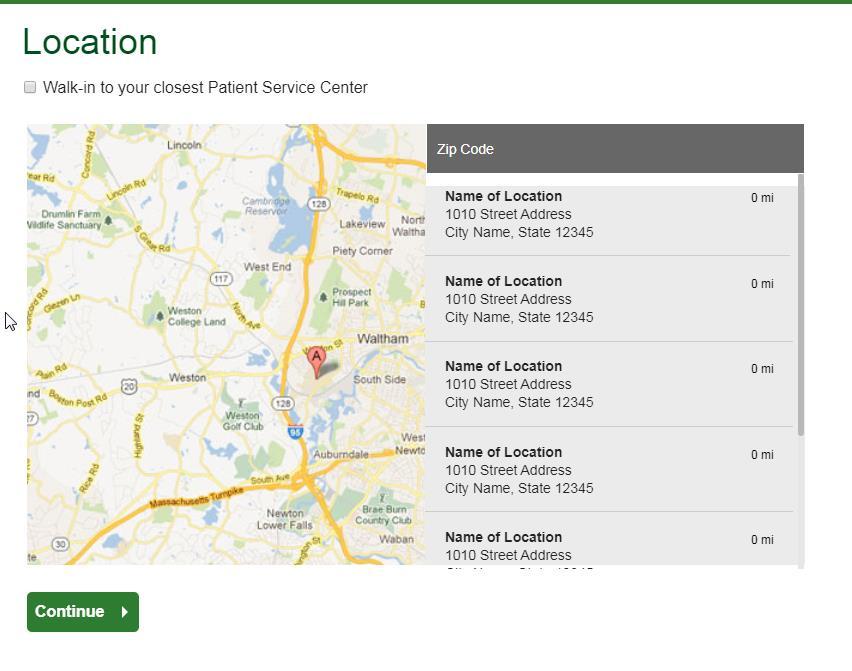 Select the Quest Diagnostics PSC location where you d like to complete your screening Note: To search for PSC