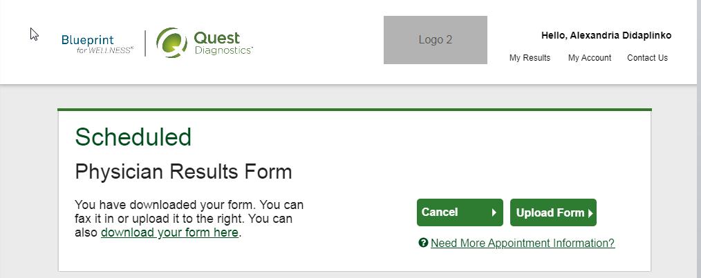 After your doctor completes the form, there are two options for submitting the form to Quest Diagnostics: You may fax the completed form to the fax number indicated on the form, or You may submit