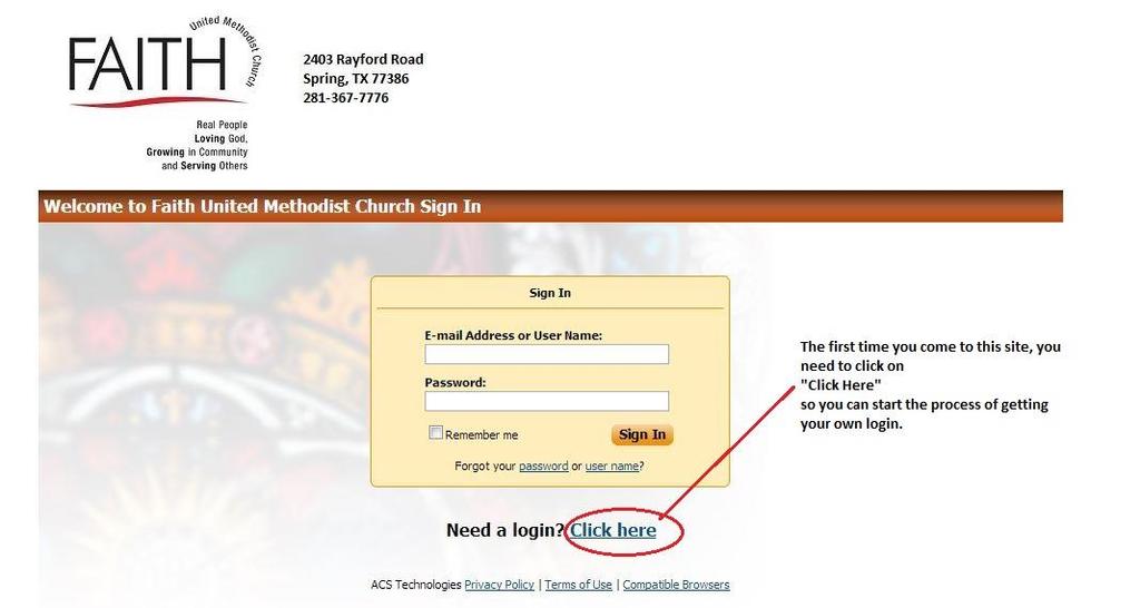 We recommend you print these instructions prior to following the link on the Faith UMC Spring website.