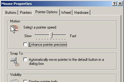 MOUSE PROPERTIES SETTINGS If the host system runs Windows Server 2003 or Windows Server 2008, go to [Mouse properties] [Pointer Options] [Motion] and clear the check box for Enhance pointer precision.