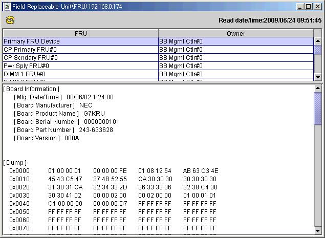 Field Replaceable Units (FRU) information In the "Information" page, click "IPMI Information" icon.