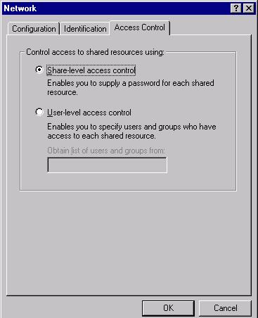 5. Click the Access Control tab. Make sure that Share-level access control is selected.