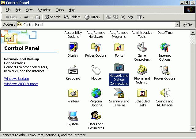 In Windows 2000/XP 1. (In Windows 2000) Go to Start Settings Control Panel Network and Dial-up Connections Local Area Connection Properties.
