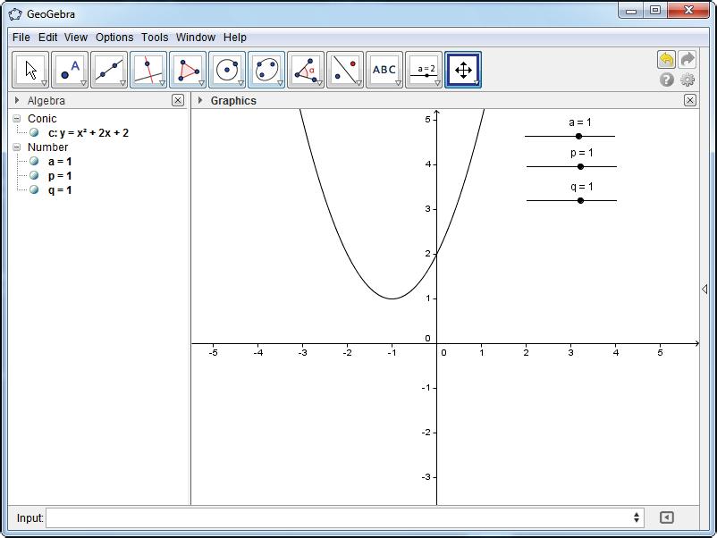 Using sliders in equations Select the Input Bar at the bottom of the GeoGebra window.