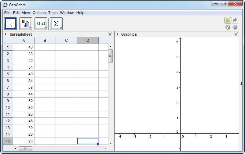 GeoGebra has a range of statistical functions under the Spreadsheet View. It also has a number of statistical graph options.