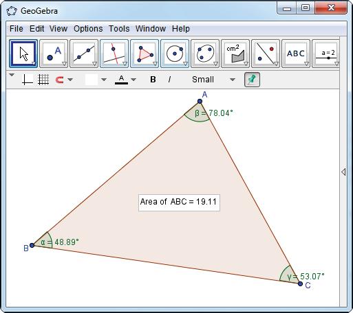 Go to the Construction Tools and select the Arrow. Drag the vertices (A, B and C) of the triangle.