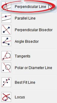 5.4 Perpendicular lines Construct any line or line segment using the Segment between Two Points tool.