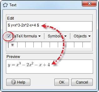 GeoGebra also gives you the option of interpreting the text as