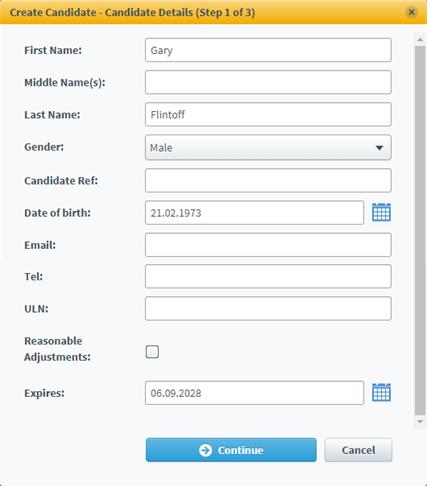 Creating individual candidates 1. Select the Setup tab at the top of the page. 2.
