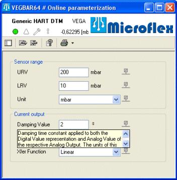 A tooltip or help text can be displayed alternatively for each parameter. Detailed help text can be called by using Shift F1 or via the context menu.