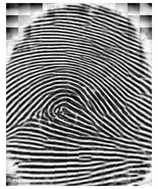 (d) Threshold-based binarisation. (e) Fingerprint/background segmentation.