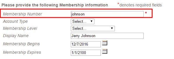 When adding a Membership Number for a Staff member, it is recommended to use their last name and not an actual number as to not conflict with actual member numbers.