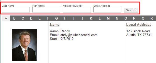 Use the Search Field to search for members by Last Name, First Name, Member Number, or Email.