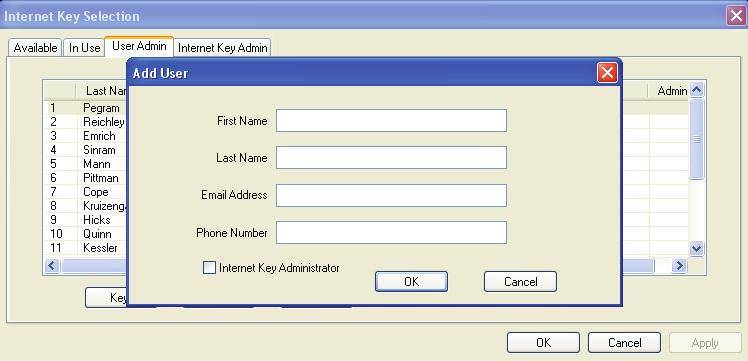 Manage Users As Internet Key administrator you have the ability to create, modify, delete users and set the offline check-out period.