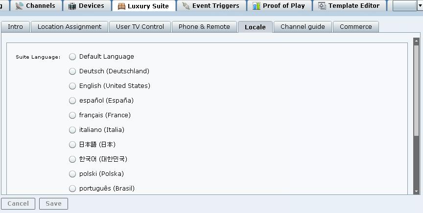 Cisco StadiumVision Director Localization Guide How to Configure Cisco StadiumVision Director Localization From the Choose language drop-down box at the top of the Control Panel, select the locale