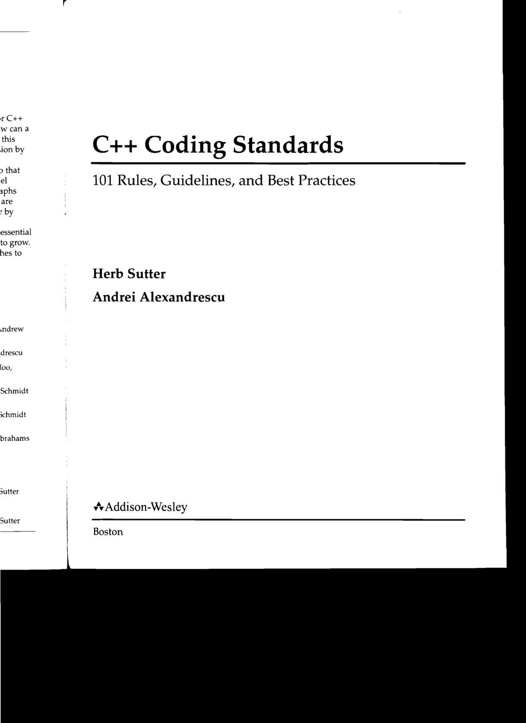 C++ Coding Standards 101 Rules, Guidelines, and Best
