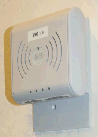 AP 65 Access Point, attached using a mounting bracket on a plasterboard wall AP65 Mounting box The