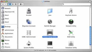 Creating the Printer 1 Start the Printer Setup Utility (or Print Center in Mac OS X 10.3.