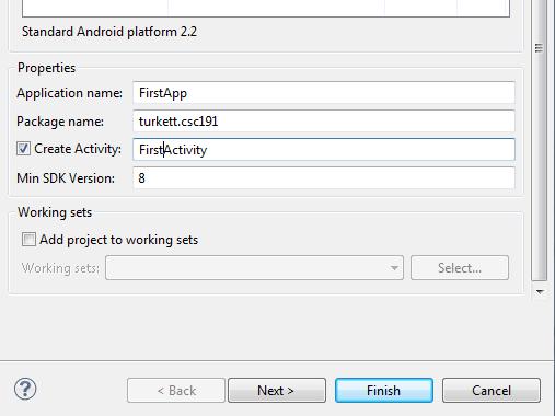 app) from the Eclipse file menu 2. Choose a project name (can be anything) 3.