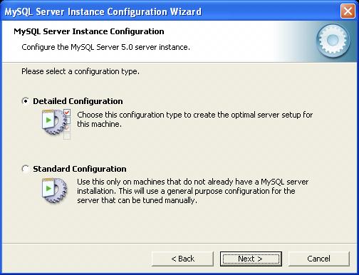Instance Config Wizard Choose the