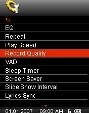 Higher recording quality settings require more memory space to save the recorded WAV files. 1.
