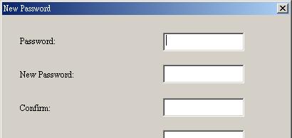 3. The New Password window will appear. Input your current Password and New Password, then confirm the new password.