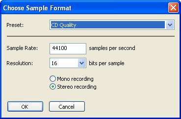 24 Acoustica User Guide The sample format dialog box in Acoustica Please choose the desired