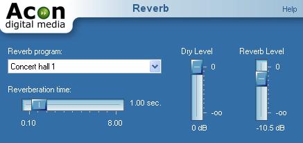 34 Acoustica User Guide 5.2.4 Reverb The reverb simulates the reverberation effect of some natural surroundings.