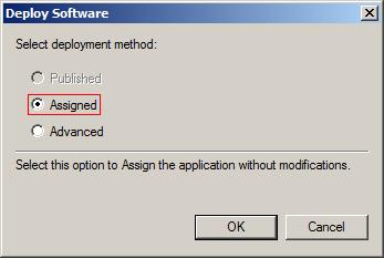 In the Deploy Software dialog box, click Assigned: 8. Click OK.