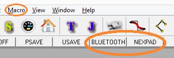Instead of the button you can enter NEXPAD This behaves in a similar way to JOG but the tick and cross are disabled. There is no need to enter BLUETOOTH first.
