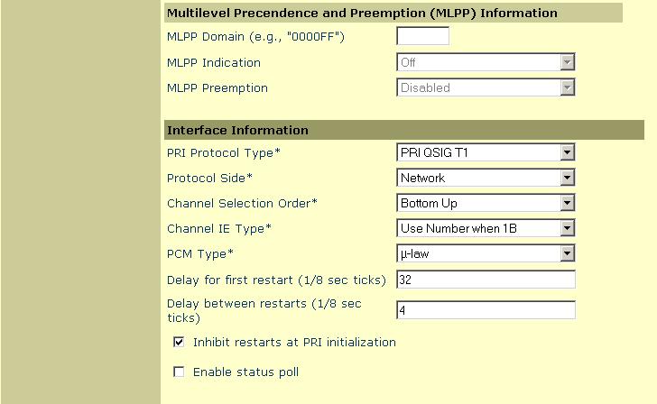 Cisco CallManager T1/QSIG 5 Set PRI Protocol Type to: PRI QSIG T1.