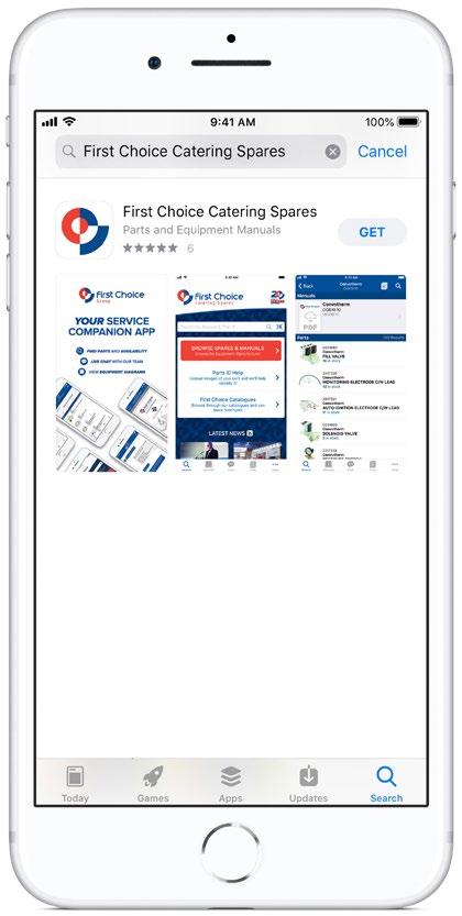 Start Get The App How To Get The First Choice App HOW TO GET THE FIRST CHOICE APP Easily find spare parts and service manuals for commercial catering and refrigeration equipment with the First Choice