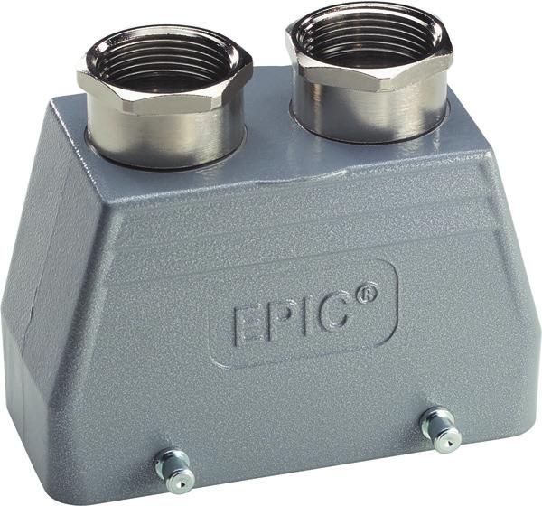 EPIC Rectangular Connector Housings EPIC HB 16 Standard Hoods Double Lever Bolts HB Series Size of Entry Part : SKINTOP Strain Relief PG NPT Metric PG NPT Metric PG Plastic PG Metal Metric Plastic