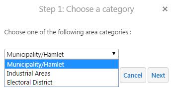 Area of Interest To zoom to an area within Parkland County, click on the Go-To Area of Interest tool. Select a hamlet, an industrial area, or an electoral district.