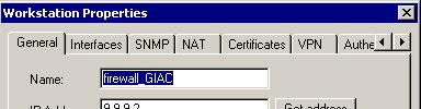 Interfaces Tab, defines the systems interfaces, TCP/IP address and netmasks.