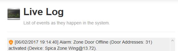 13 Zone Wing Application Release Notes Zone Door Offline alarm Zone Wing controller now monitors the state of Z1D I/O units which are connected to the CAN bus.