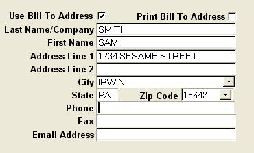 3. Enter the customer s bill to last name into the Last Name/Company field. 4. Enter the customer s bill to first name into the First Name field. 5.
