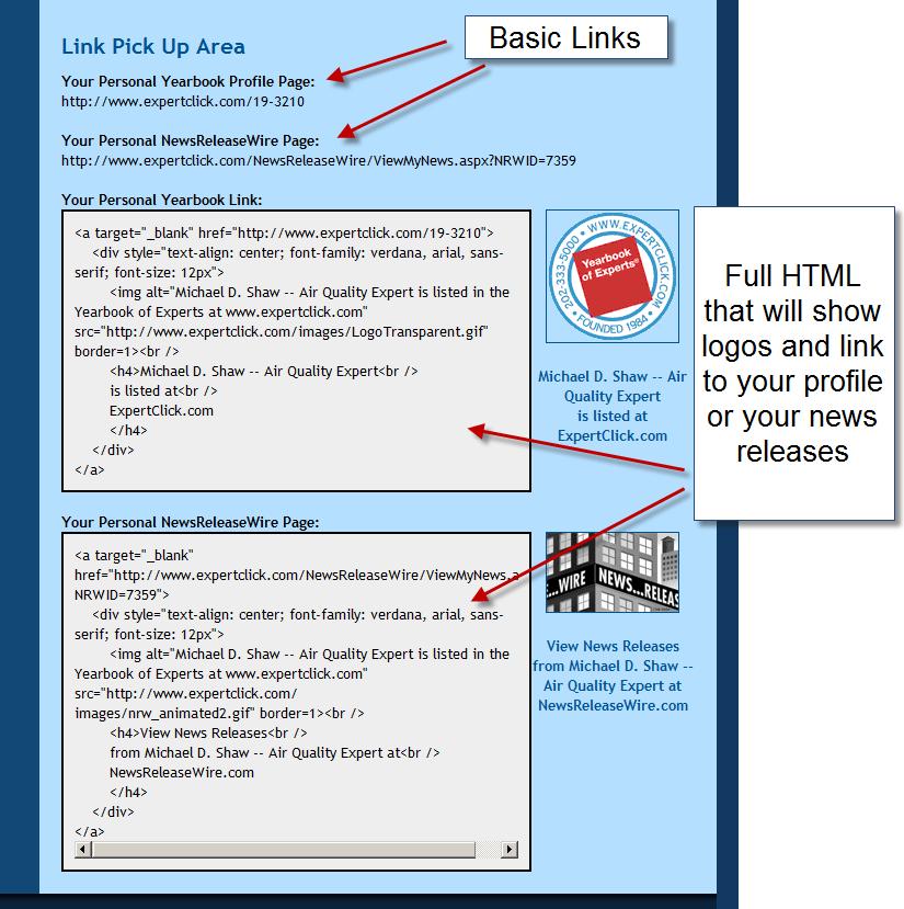 Link Pick-up Area Scroll to the bottom of Manage and Edit Releases to see your personal link